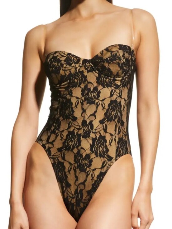 Norma Kamali Other - Norma Kamali Lace Bodysuit Swimsuit Mio XS Nylon spandex New